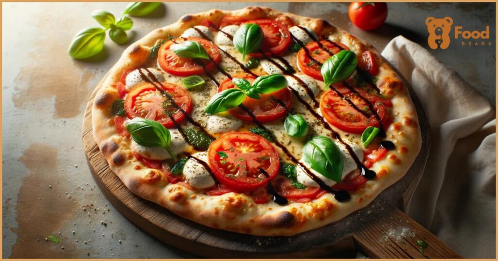Flatbread Pizza Toppings Ideas - Classic Reimagined: Tomato, Basil, and Mozzarella with Balsamic Glaze