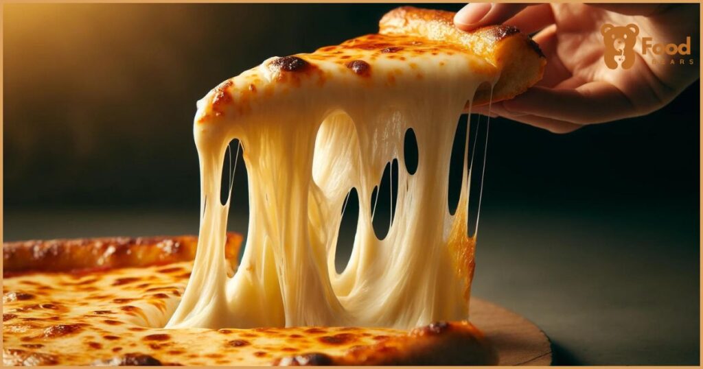 image showcasing extra cheese on a pizza, capturing the moment a slice is lifted and the cheese stretches beautifully.