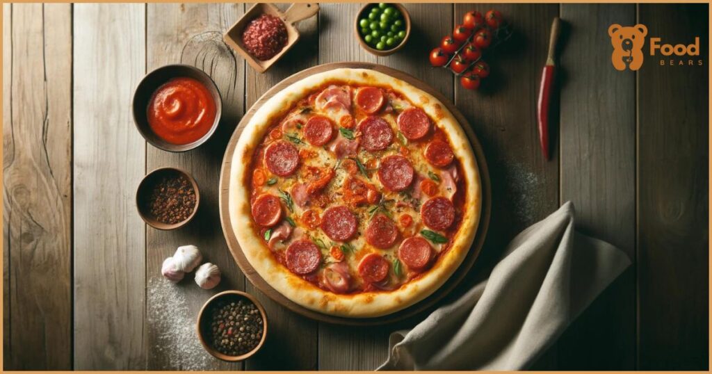 Flatbread Pizza Toppings Ideas - Meat Lover's Paradise: Salami, Pepperoni, and Sausage with Spicy Tomato Sauce