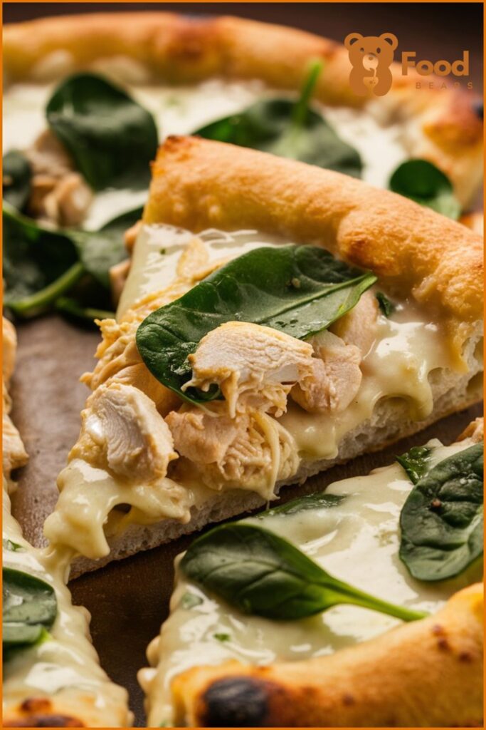 White Sauce Pizza Topping with Chicken Alfredo and Spinach