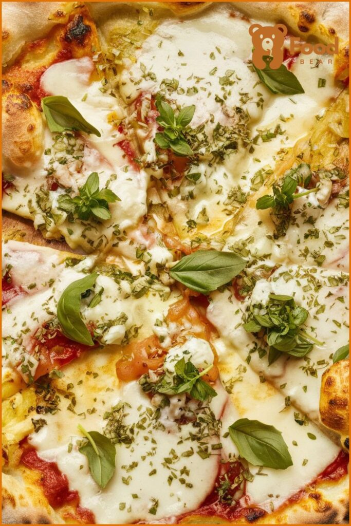 White Sauce Pizza Topping with Four Cheese Blend with Oregano and Basil