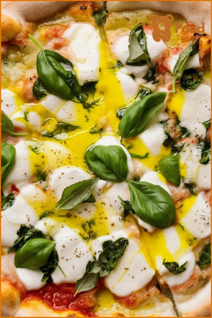 White Sauce Pizza Topping Ideas - White Sauce Pizza Topping with Fresh Mozzarella, Basil, and Olive Oil