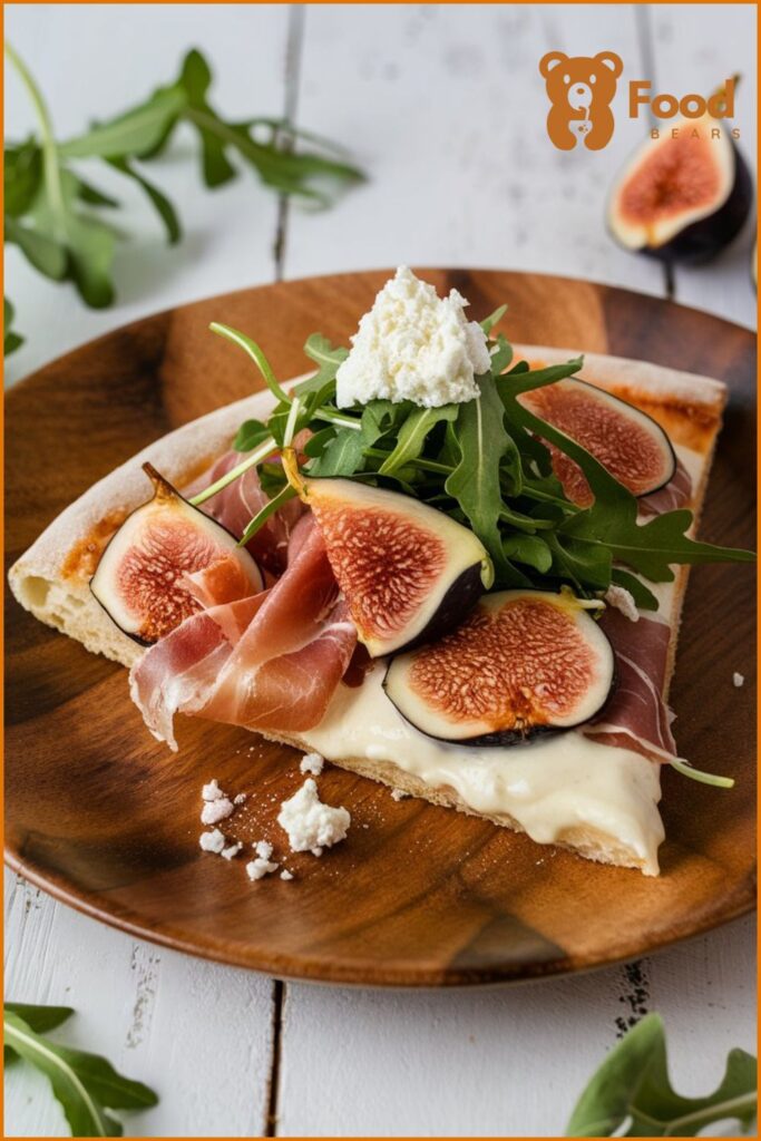 White Sauce Pizza Topping with Prosciutto, Figs, and Arugula
