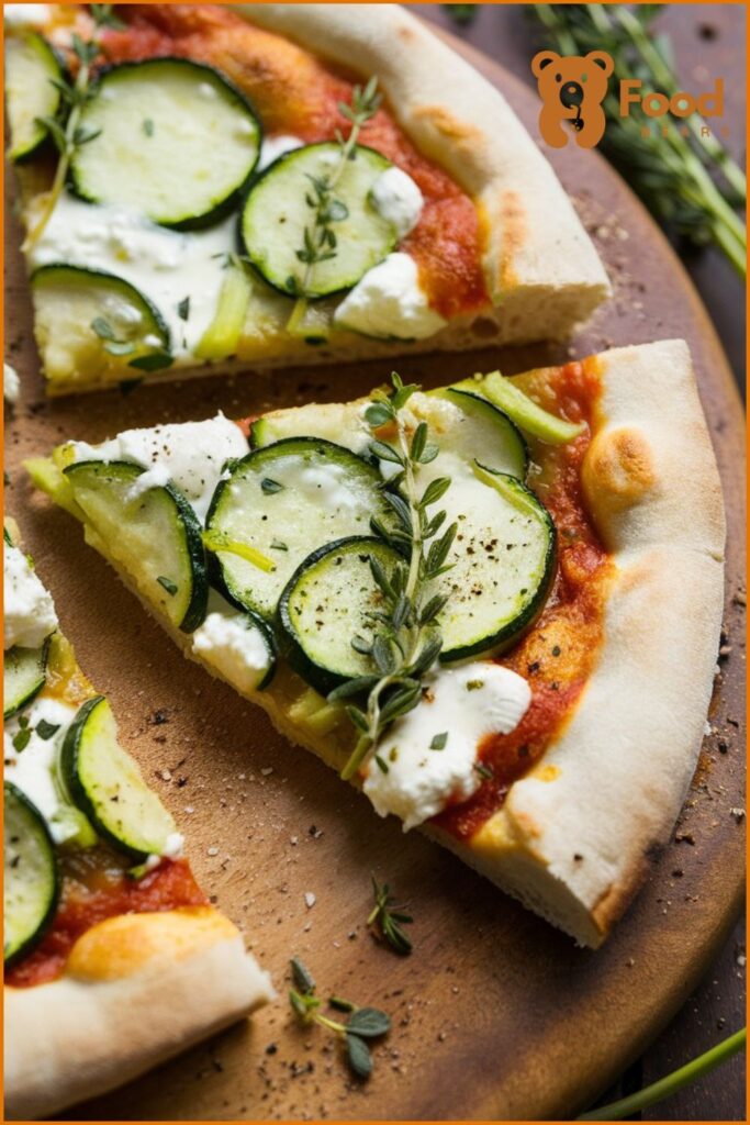 White Sauce Pizza Topping with Zucchini, Goat Cheese, and Thyme