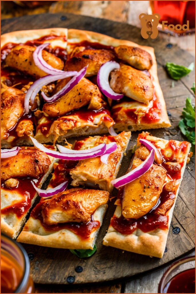 Flatbread Pizza Ideas - BBQ Chicken Flatbread pizza with Red Onion