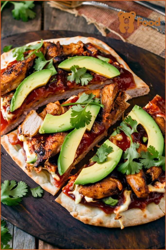 BBQ Chicken Flatbread Pizza Recipes - BBQ Chicken Flatbread with Avocado