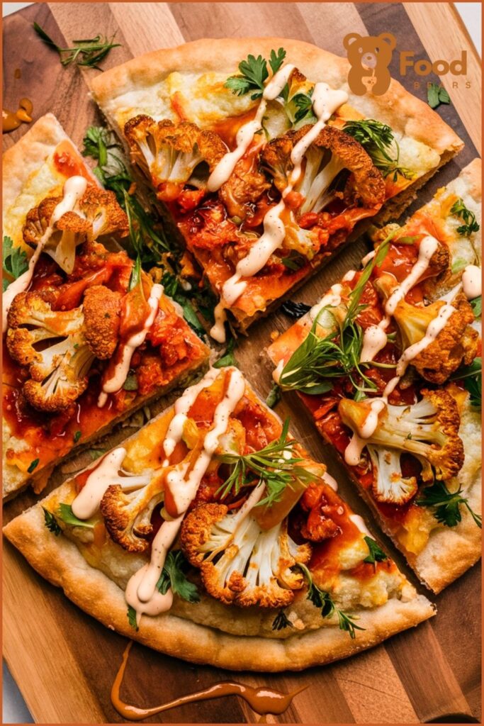 Vegan Flatbread Pizza Ideas - Buffalo Cauliflower Flatbread Pizza