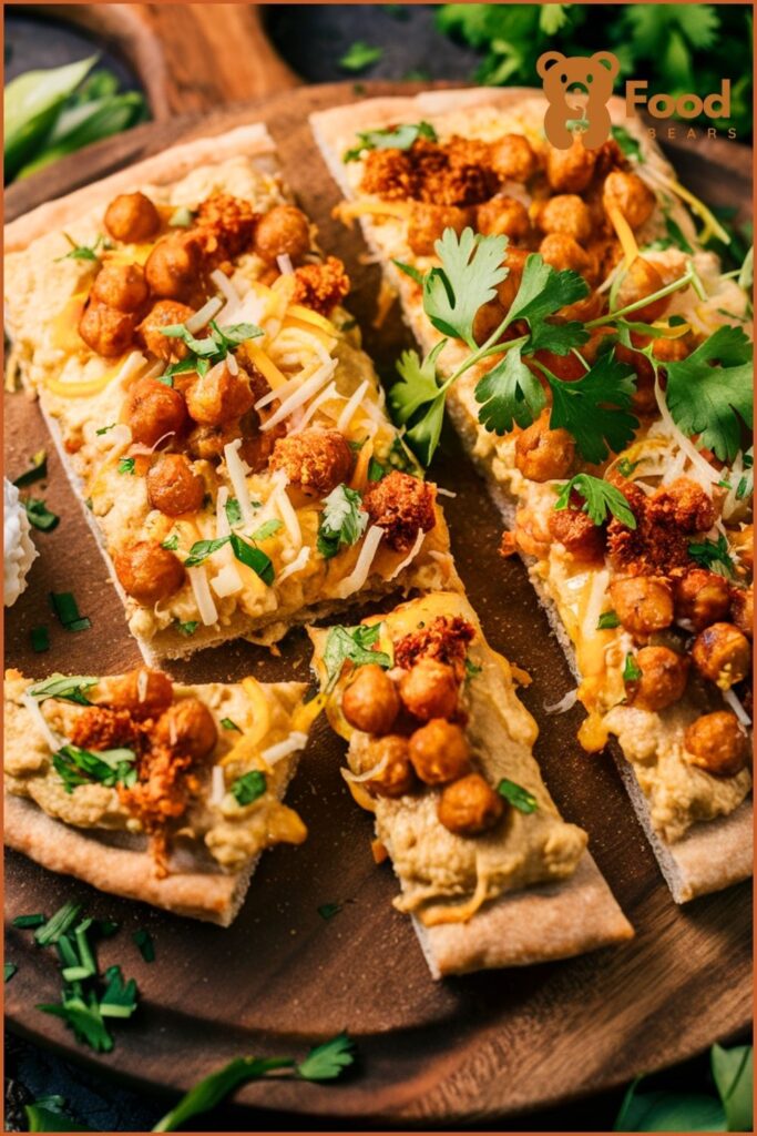 Vegan Flatbread Pizza Ideas - Hummus Chickpea Flatbread Pizza