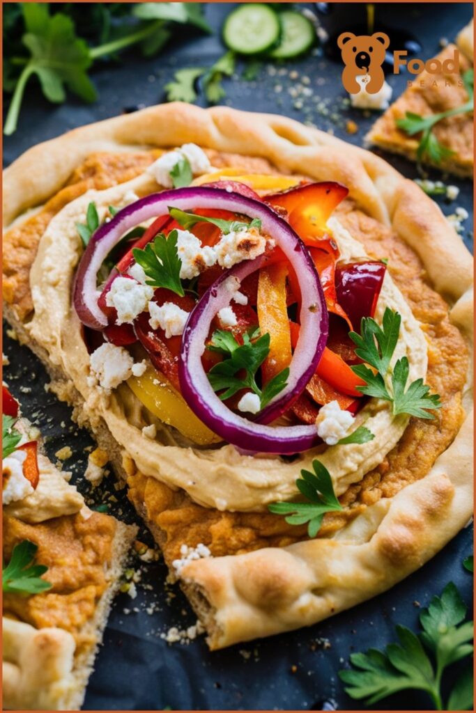 Vegan Flatbread Pizza Ideas - Mediterranean Hummus Flatbread