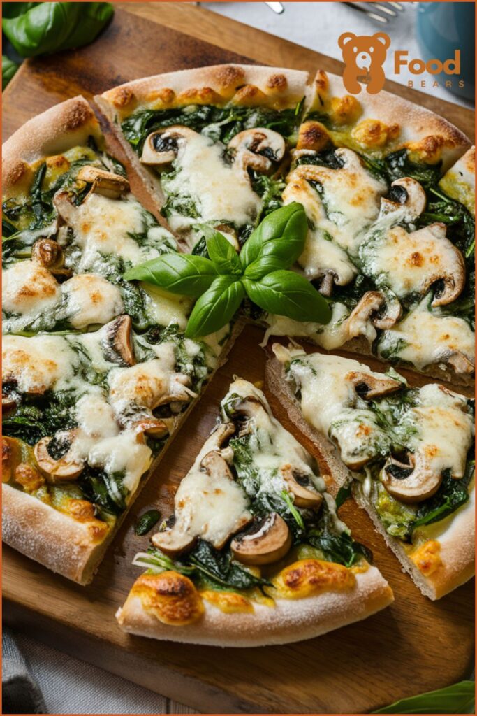 easy breakfast ideas with pizza dough - Mushroom and Spinach Pizza