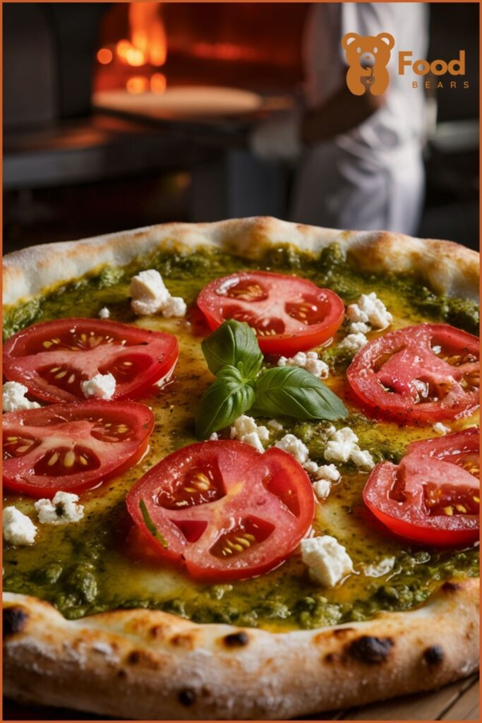 Pesto & Tomato Pizza for wood fired pizza