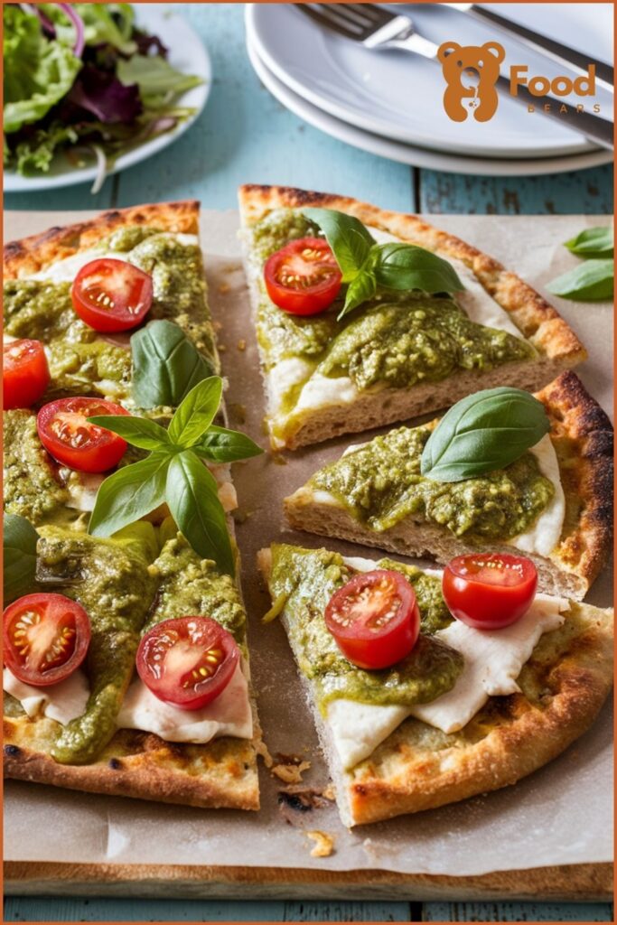 Vegan Flatbread Pizza Ideas - Pesto and Cherry Tomato Flatbread