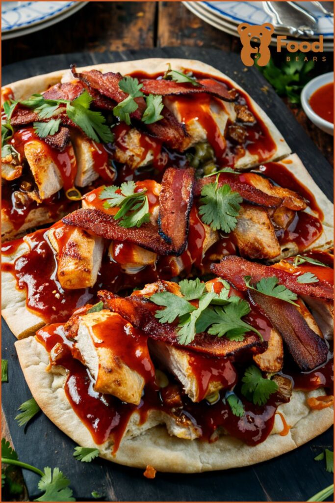 BBQ Chicken Flatbread Pizza Recipes - Spicy BBQ Chicken and Bacon Flatbread