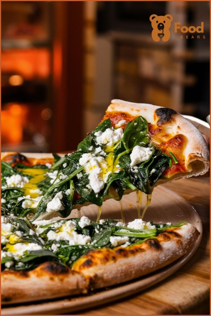 Spinach and Feta Pizza for wood fired pizza