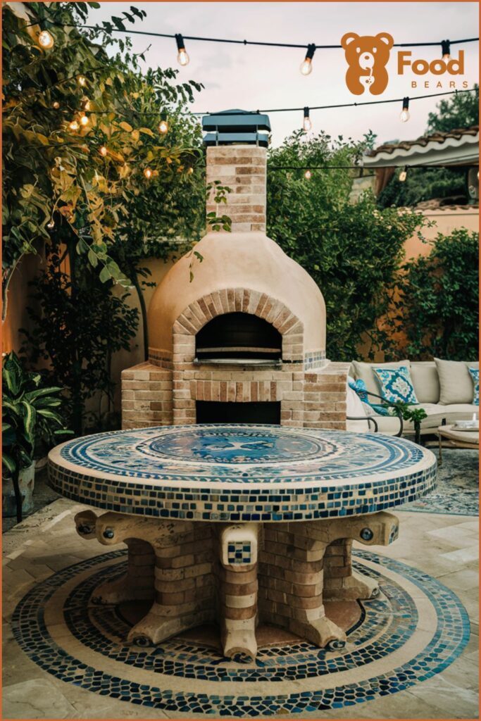Pizza Oven Base Ideas - Tiled Patio Table Pizza Oven Base