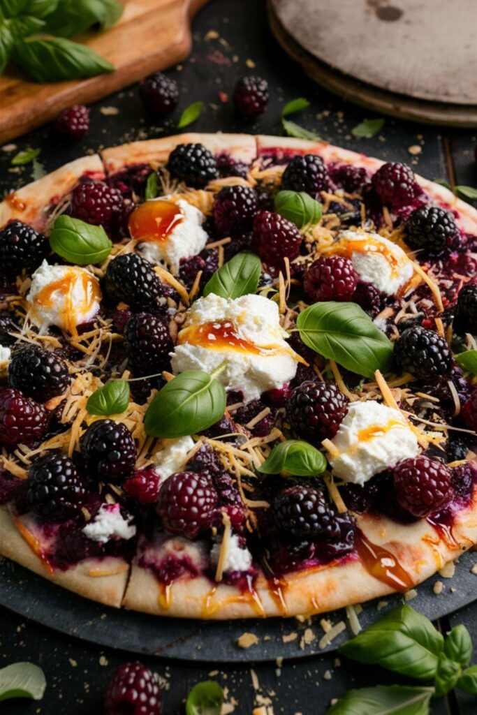 Homemade Dessert Pizza Ideas - Blackberry, Basil & Ricotta Pizza