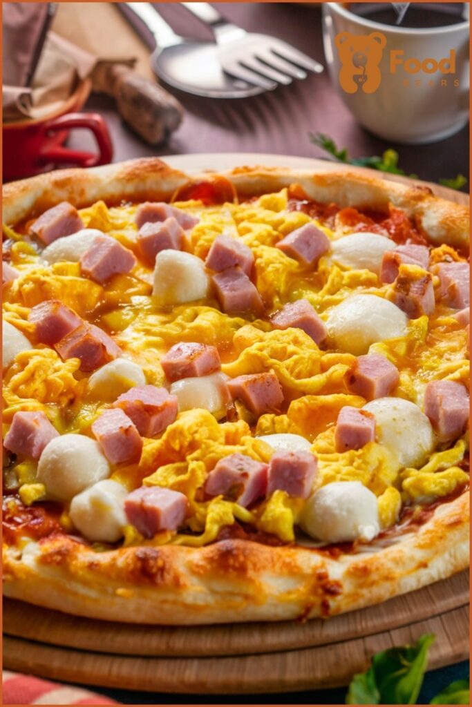 Breakfast Ideas with Pizza Crust - Ham and Cheese Breakfast Pizza