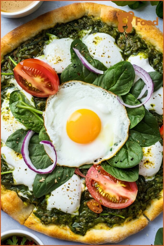 Breakfast Ideas with Pizza Crust - Pesto and Mozzarella Breakfast Pizza