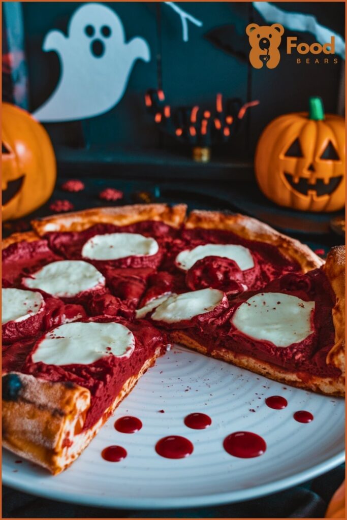 Halloween Dessert Pizzas - Bloody Red Velvet Pizza for Halloween Dessert