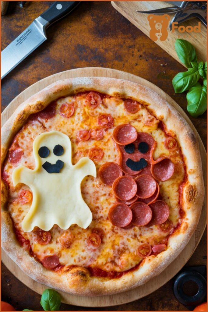 Halloween Ghost Pizzas - Creepy Pepperoni Ghost Pizzas for Halloween Ghost Pizza