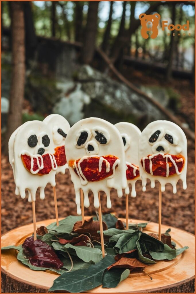 Halloween Ghost Pizzas - Ghost Pizzas on a Stick for Halloween