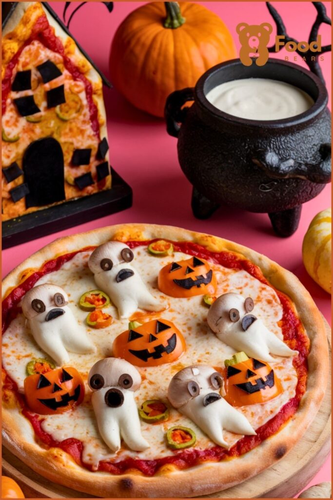 Halloween Ghost Pizzas - Ghostly Veggie Pizzas for Halloween