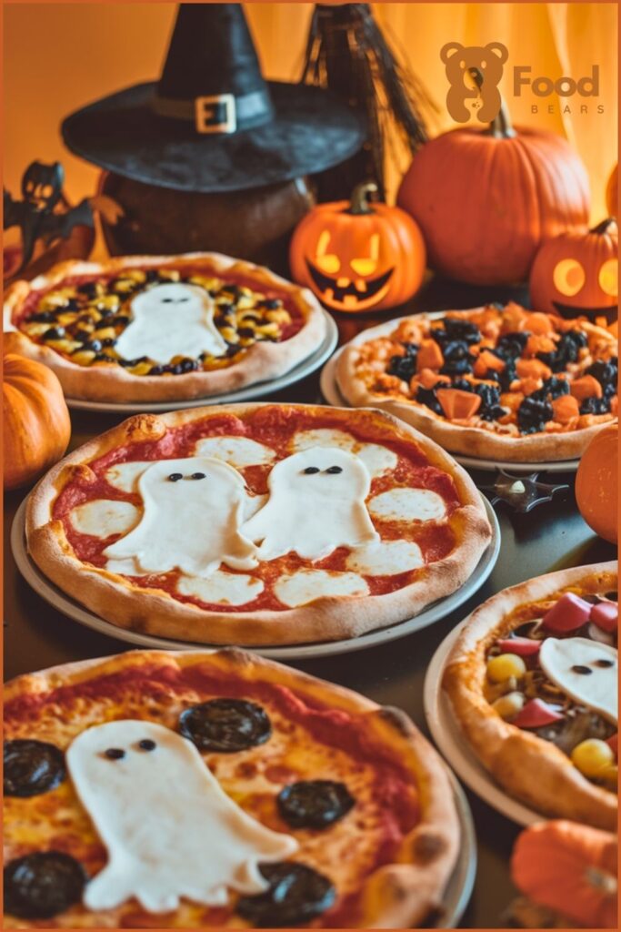 Halloween Pizza Party Ideas - Ghostly White Pizzas for Halloween Pizza Party