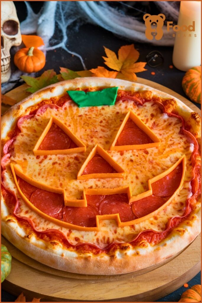 Spooky Pizza Ideas - Jack-o'-Lantern Pepperoni Pizza for Halloween