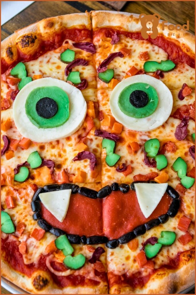 Halloween Pizza Ideas - Monster Face Pizza