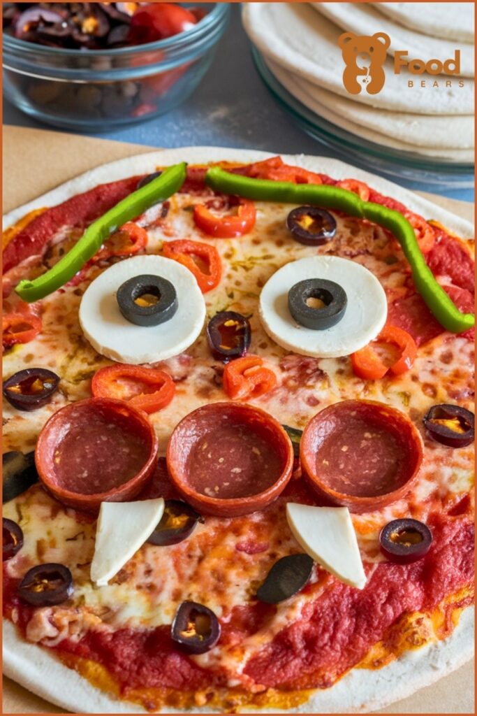 Halloween Pizza Party Ideas - Monster Face Pizzas for Halloween Pizza Party