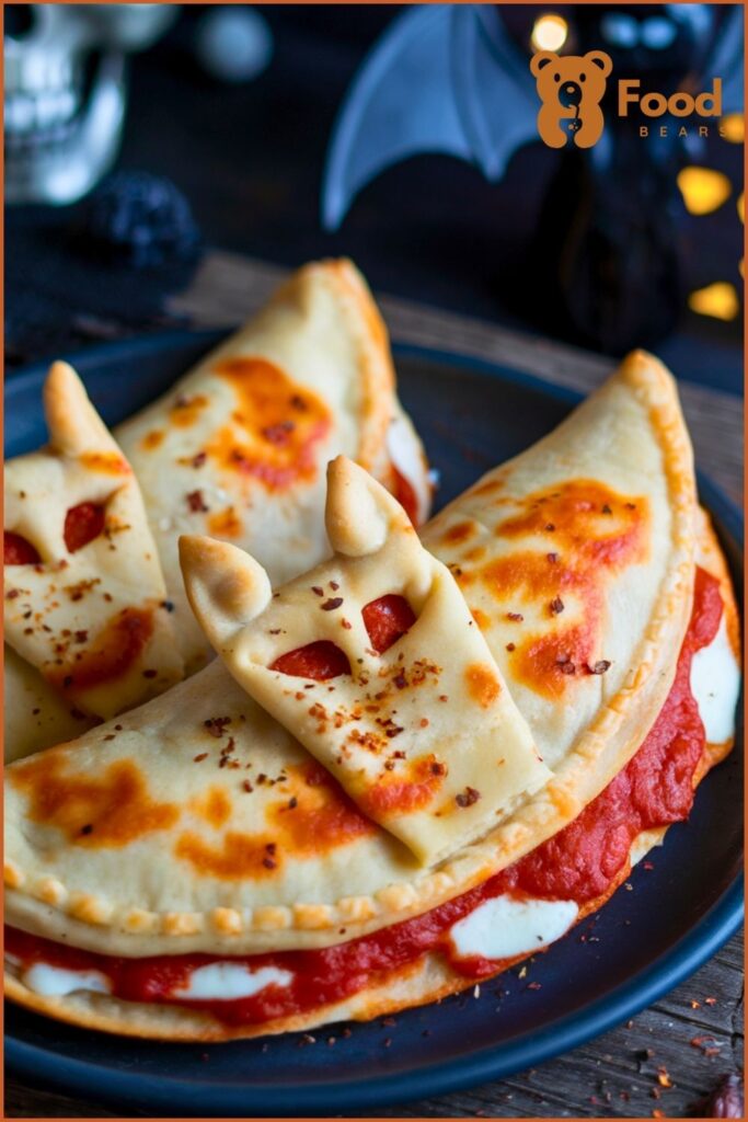 Spooky Pizza Ideas - Vampire Bat Calzones for Halloween