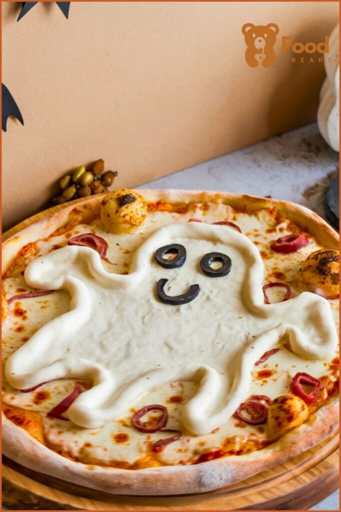 Halloween Ghost Pizzas - White Garlic Ghost Pizzas for Halloween