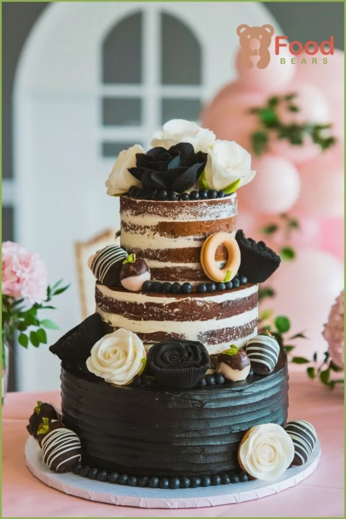 Black Bridal Shower Cake