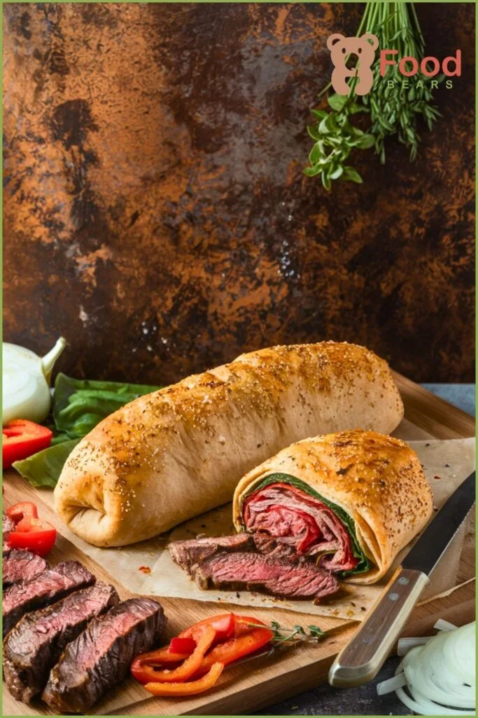 Cheesesteak Stromboli with Pizza Dough