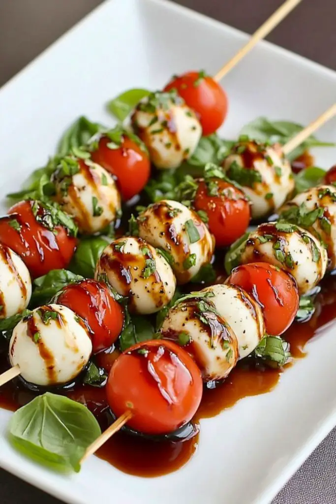 Assembling the Caprese Skewers
