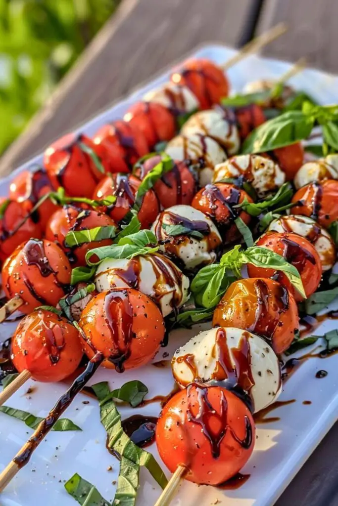 Caprese Skewers with Balsamic Glaze